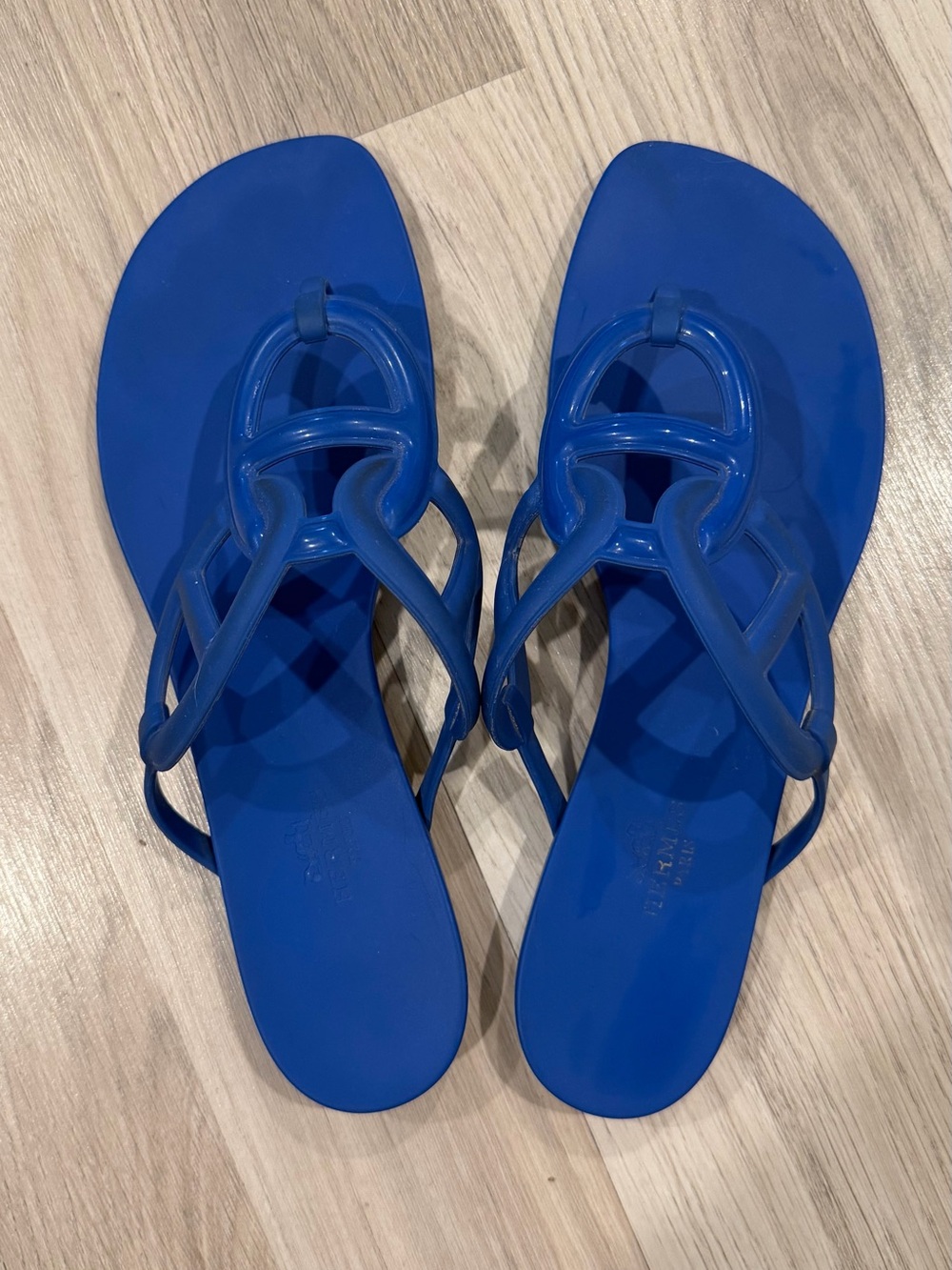 Authentic Hermes Blue Jelly Slide Sandals
